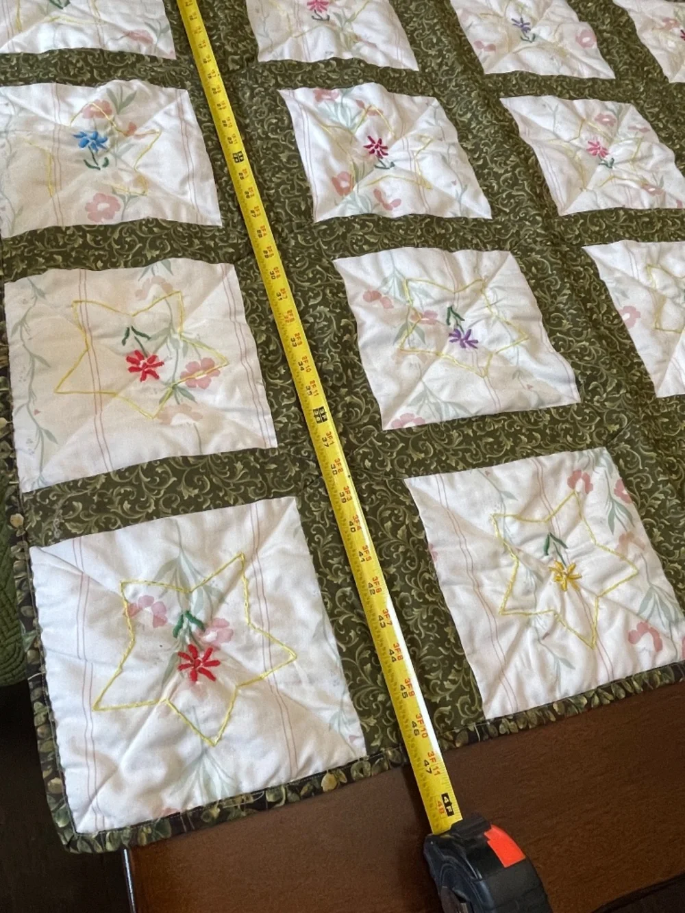 Handmade Whimsical Embroidered Lap Child Quilt